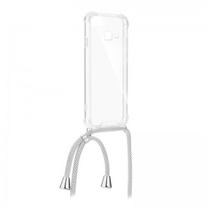 Θήκη OEM Σιλικόνης Cord Back Cover με Λουράκι για Samsung Galaxy J4 Plus (Άσπρο-Γκρι)