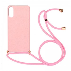 Θήκη Eco-Friendly Back Cover με Λουράκι για iPhone XS Max (Σκούρο Ροζ)