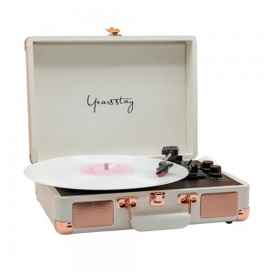 Φορητό Bluetooth Πικάπ-Βαλιτσάκι HY-T01 5W (Άσπρο-Rose Gold) (ph65_turntables)
