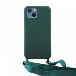 Θήκη OEM Σιλικόνης Matte Back Cover με Λουράκι & Προστασία Κάμερας για iPhone 11 (Casal Green)