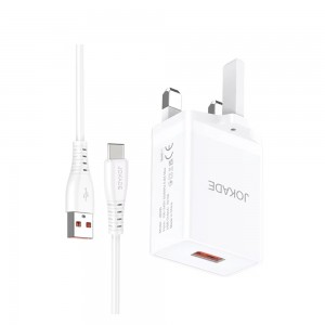 Φορτιστής Jokade JB096 με Καλώδιο USB-A to Type-C 3A UK (