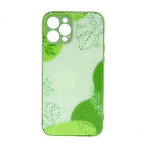 Θήκη Glass Jungle Leaves Back Cover για iPhone 12 (Λαδί) 