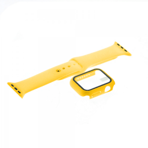 Θήκη Προστασίας με Tempered Glass & Λουράκι Σιλικόνης για Apple Watch 38mm  (Κίτρινο)