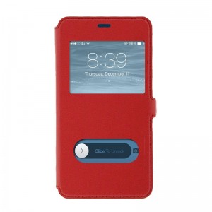 Θήκη MyMobi με δυο παραθυρα Flip Cover για iPhone 5/5S (Κοκκινο)