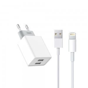 Φορτιστής XO L65EU με 2 Θύρες Usb 2.4A και καλώδιο Lightning