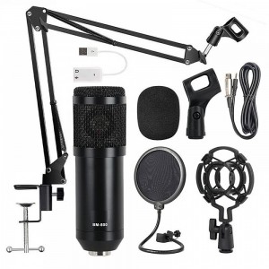  Σετ Studio BM-800 με Πυκνωτικό Μικρόφωνο, Βάση Στήριξης και Φίλτρο  (Μαύρο-Ασημί)
