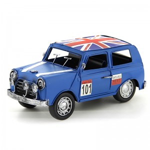 Vintage Διακοσμητικό Μεταλλικό Αυτοκίνητο με Βρετανική Σημαία (Μπλε) 