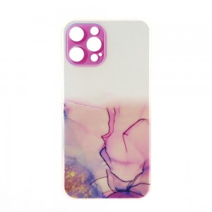 Θήκη Marble Clear Case Back Cover με Προστασία Κάμερας για iPhone 12 Pro Max (Ροζ)