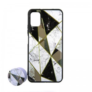 Θήκη με Popsocket Marble Triangles Back Cover για Samsung Galaxy A31 (Design)