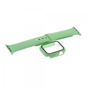 Θήκη Προστασίας με Tempered Glass & Λουράκι Σιλικόνης για Apple Watch 42mm  (Matcha Green)