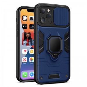 Θήκη Lens Ring Armor Kickstand Back Cover για iPhone 14 Plus (Μπλε - Μαύρο)
