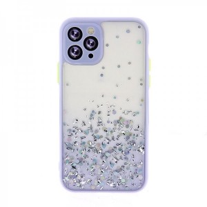 Θήκη Σιλικόνης Bumper Glitter Back Cover με Προστασία Κάμερας για iPhone 13 (Μωβ)