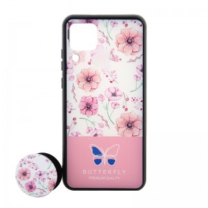 Θήκη με Popsocket Pink Flowers & Butterfly Back Cover για Huawei P40 Lite (Design)