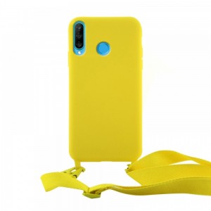 Θήκη OEM Σιλικόνης Matte Back Cover με Λουράκι για Huawei P30 Lite (Canary Yellow) 