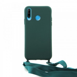 Θήκη OEM Σιλικόνης Matte Back Cover με Λουράκι για Huawei P30 Lite (Casal Green) 