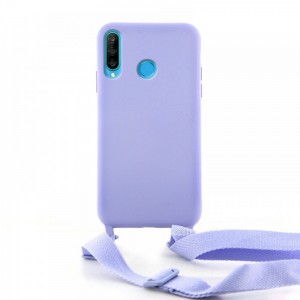 Θήκη OEM Σιλικόνης Matte Back Cover με Λουράκι για Huawei P30 Lite (Lilac Purple)