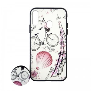 Θήκη με Popsocket Pink Flowers Paris Back Cover για Samsung Galaxy M20 (Design)