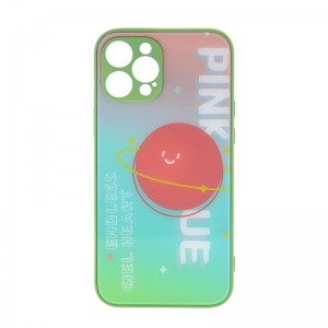 Θήκη Glass Pink Planet Back Cover για iPhone 12 Pro Max (Λαδί)