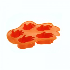 Παγοθήκη Σιλικόνης για Παγάκια σε Σχήμα Παλάμης (5 θέσεις) (Πορτοκαλί)
