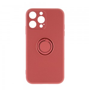 Θήκη Silicone Ring Back Cover με Προστασία Κάμερας για iPhone 14 Pro (Dark Pink)