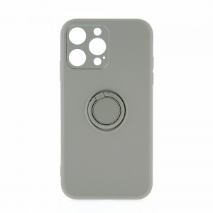 Θήκη Silicone Ring Back Cover με Προστασία Κάμερας για iPhone 11 Pro Max (Γκρί)