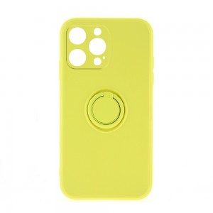 Θήκη Silicone Ring Back Cover με Προστασία Κάμερας για iPhone 14 Pro (Κίτρινο)
