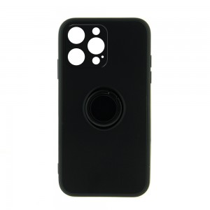 Θήκη Silicone Ring Back Cover με Προστασία Κάμερας για iPhone 12 Pro Max (Μαύρο) 