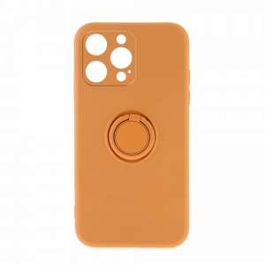 Θήκη Silicone Ring Back Cover με Προστασία Κάμερας για iPhone 14 Pro Max (Πορτοκαλί)