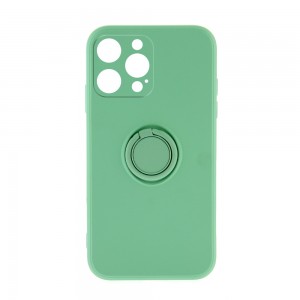 Θήκη Silicone Ring Back Cover με Προστασία Κάμερας για iPhone 12 Pro Max (Βεραμάν)