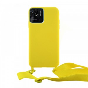 Θήκη OEM Σιλικόνης Matte Back Cover με Λουράκι για Xiaomi Redmi 10C (Canary Yellow) 