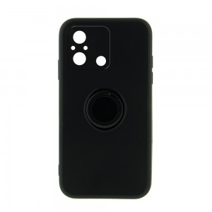 Θήκη Silicone Ring Back Cover με Προστασία Κάμερας για Xiaomi Redmi 12C (Μαύρο)