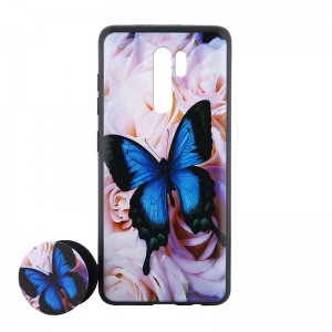 Θήκη με Popsocket Blue Butterfly in Roses Back Cover για Xiaomi Redmi 9 (Design) 