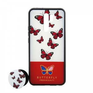 Θήκη με Popsocket Red Butterflies Back Cover για Xiaomi Redmi 9 (Design)