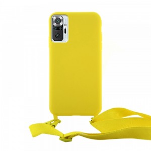 Θήκη OEM Σιλικόνης Matte Back Cover με Λουράκι για Xiaomi Redmi Note 10 Pro (Canary Yellow)