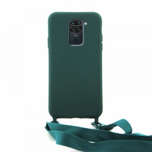 Θήκη OEM Σιλικόνης Matte Back Cover με Λουράκι για Xiaomi Redmi Note 9 (Casal Green) 