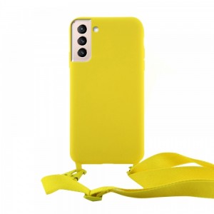 Θήκη OEM Σιλικόνης Matte Back Cover με Λουράκι για Samsung Galaxy S21 Plus (Canary Yellow)