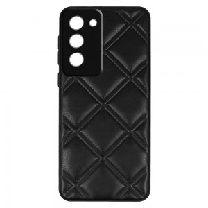 Θήκη 3D Quilted Leather με Προστασία Κάμερας Back Cover για Samsung Galaxy S22 (Μαύρο)