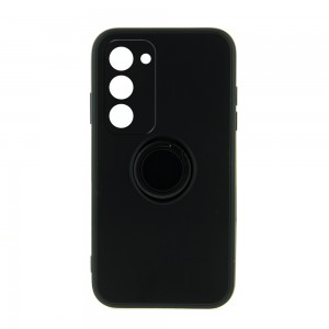 Θήκη Silicone Ring Back Cover με Προστασία Κάμερας για Samsung Galaxy S23 Plus (Μαύρο)
