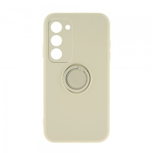 Θήκη Silicone Ring Back Cover με Προστασία Κάμερας για Samsung Galaxy S23 (Off White)