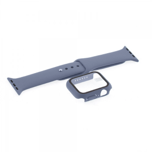 Θήκη Προστασίας με Tempered Glass & Λουράκι Σιλικόνης για Apple Watch 45mm  (Σκούρο Γκρι)