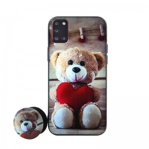 Θήκη με Popsocket Teddy Bear with Red Heart Back Cover για Samsung Galaxy A31 (Design)