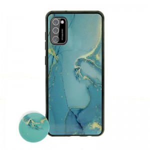 Θήκη με Popsocket Turquoise Marble Back Cover για Xiaomi Poco M3 (Design)