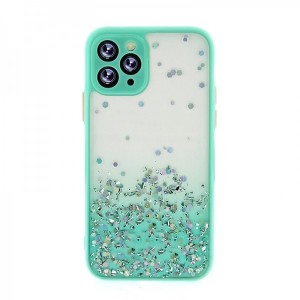 Θήκη Σιλικόνης Bumper Glitter Back Cover με Προστασία Κάμερας για iPhone 13 Pro Max (Βεραμάν) 