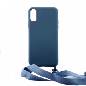 Θήκη OEM Σιλικόνης Matte Back Cover με Λουράκι για iPhone XS Max (Blue)