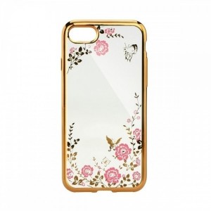 Θήκη Mymobi Back Cover Σιλικόνη ΝΙΚΕΛ Flowers για iPhone 13 Pro (Χρυσό) 