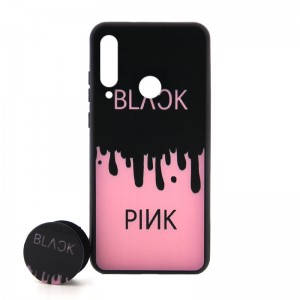 Θήκη με Popsocket Black & Pink Back Cover για Huawei Y6P (Design)