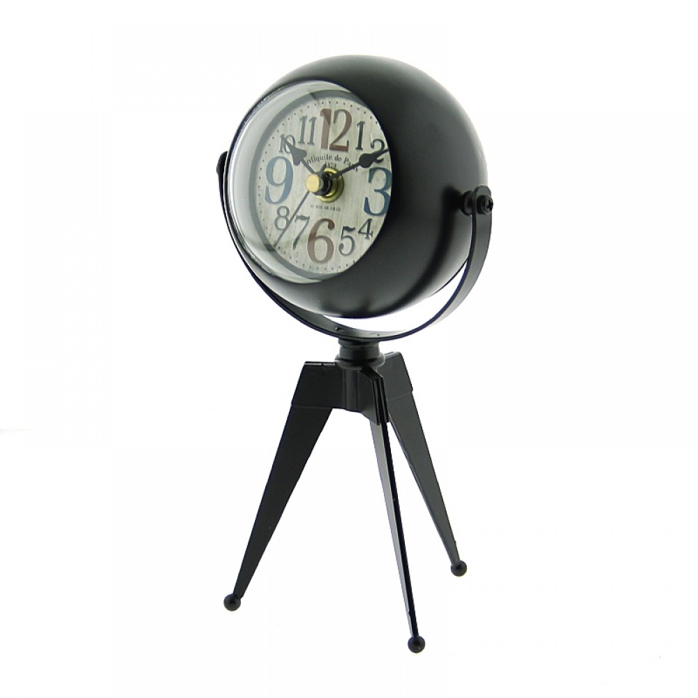Μεταλλικό Επιτραπέζιο Διακοσμητικό Ρολόι με Καθρέφτη (Μαύρο)