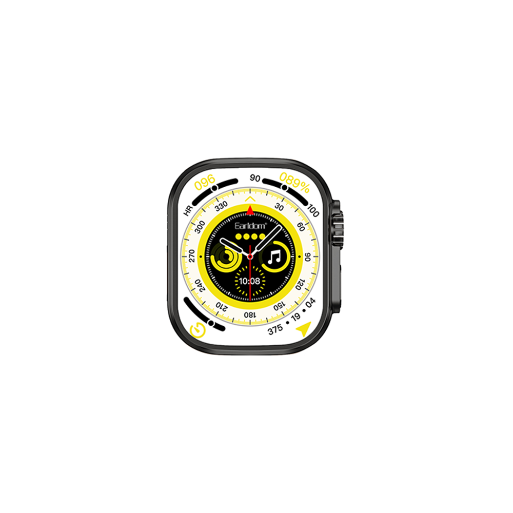 Smartwatch Earldom ET-SW12 με 6 Aνταλλακτικά Λουράκια, Θήκη Σιλικόνης και Ασύρματο Φορτιστή (Μαύρο)