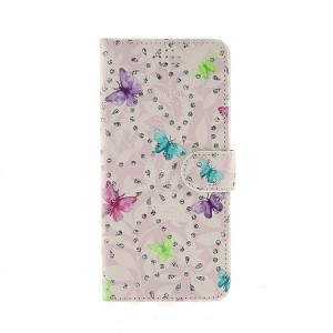 Θήκη Strass Colorful Butterflies in Pink Flip Cover για Samsung Galaxy A42 (Design)