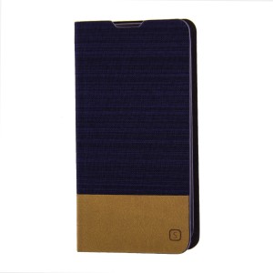 Θήκη Flip Cover Υφασμάτινη με δέρμα στο κάτω μέρος για LG K10 (Μπλε Σκούρο)